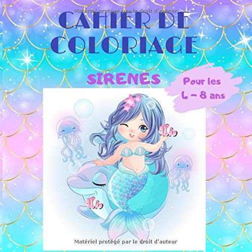 Cahier de coloriage - Sirènes: Livre de coloriage pour enfants | 105 pages qualité crème |Format 21,59 x 21, 59| idéal pour les 4 à 8 ans