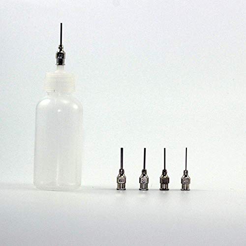 CAILI Bottiglia di Plastica Liquida, Applicatore per Strumento per Incisioni di Body Art Tattoo Bottiglia di Plastica Verniciata (2 Flaconi + set Completo di 16 Bocche)