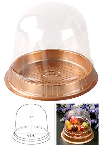 Cajas para tartas – Portabebés de plástico transparente – Recipiente individual para tartas – Caja de transporte para cupcakes, plástico, dorado, 10,16 cm