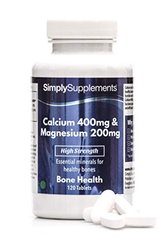 Calcio 400mg y Magnesio 200mg - ¡Bote para 2 meses! - Apto para veganos - 120 Comprimidos - SimplySupplements