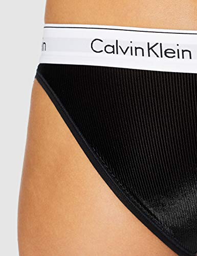 Calvin Klein Bikini Tanga, Negro (Black 001), 38 (Talla del Fabricante: Small) para Mujer