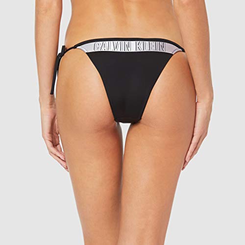 Calvin Klein Cheeky String Side Tie Bikini Braguita, Negro (Pvh Black Beh), 44 (Talla del fabricante: Large) (Pack de 2) para Mujer