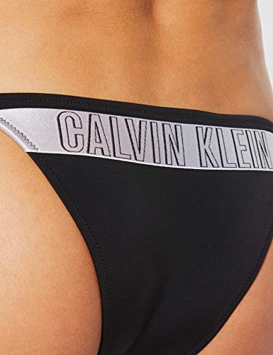 Calvin Klein Cheeky String Side Tie Bikini Braguita, Negro (Pvh Black Beh), 44 (Talla del fabricante: Large) (Pack de 2) para Mujer