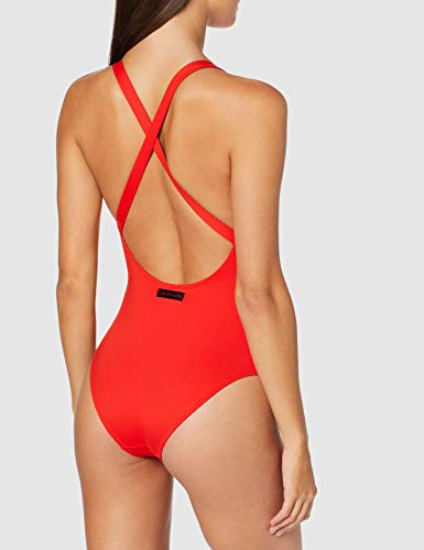 Calvin Klein Cross Back One Piece-rp Bikini, Rojo (Fiery Red Xa7), 44 (Talla del fabricante: Large) para Mujer
