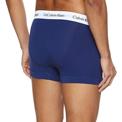 Calvin Klein Hombre - Pack de 3 bóxers de tiro medio - Cotton Stretch, Multicolor (I03 White/Red Ginger/Pyro Blue), L, (Pack de 3)