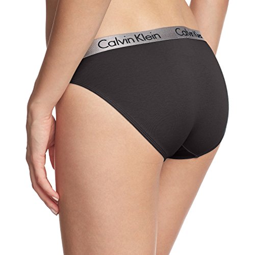 Calvin Klein Radiant Cotton-Bikini Tanga, Negro (Black 001), X-Small para Mujer