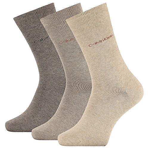 Calvin Klein Socks Herren Socken, 3er Pack, (Schwarz), 40/46 Calcetines, Taupe, One Size para Hombre