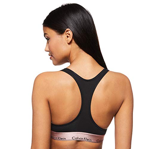 Calvin Klein Unlined Bralette Parte de arriba de bikini, Negro (Black W. Rose Gold Ground GTC), 38 (Talla del fabricante: Small) para Mujer