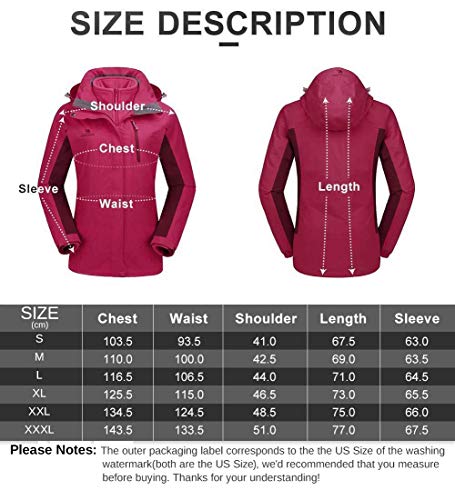 CAMEL CROWN Chaqueta Impermeable con Capucha para Mujer A Prueba de Viento Chaqueta de Esquí con Forro Polar, Jacket Invierno para Montaña Cámping Viajes Snowboard Deportes (Rojo, M (ES))