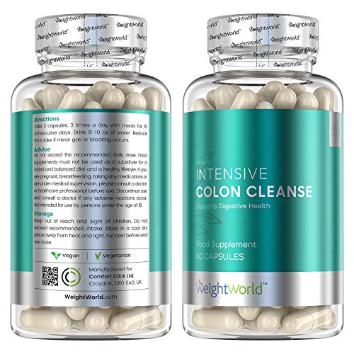 Cápsulas de Limpieza de Colon Natural, Colon Cleanse | Enzimas digestivas y Fibra para el intestino, Probiótico con Lactobacillus, Para Estreñimiento, Gases, Colon Irritable y Hinchazón abdominal