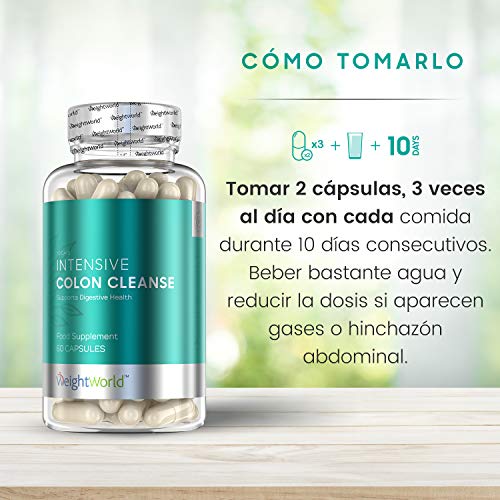 Cápsulas de Limpieza de Colon Natural, Colon Cleanse | Enzimas digestivas y Fibra para el intestino, Probiótico con Lactobacillus, Para Estreñimiento, Gases, Colon Irritable y Hinchazón abdominal