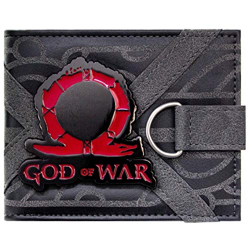 Cartera de God of War Metálico Juego Logo Omega Runa Negro