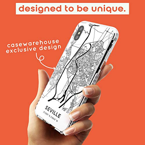 Case Warehouse Mapa de Sevilla, España Impact Funda para iPhone XS TPU Protector Ligero Phone Protectora con Viaje Pasión De Viajar Europa Ciudad Calles