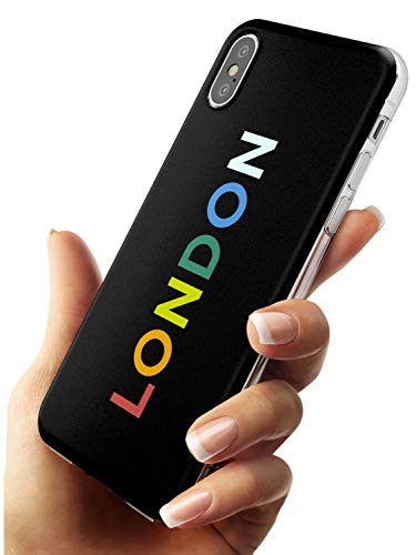 Case Warehouse Rainbow Texto de Viajes destinos: Londres Slim Funda para iPhone XS MAX TPU Protector Ligero Phone Protectora con Pasión De Viajar Viajero Ciudades