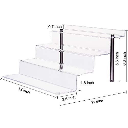 CECOLIC Soporte de exhibición de acrílico Transparente, Estante Vertical Grande de 4 Pasos, para Figuras, Magdalena, lápiz Labial, Esmalte de uñas, condimento, 12 x 11 x 6.3in (1 Pack)