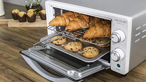 Cecotec Bake&Toast 490 - Horno Conveccion Sobremesa, Capacidad de 10 litros, 1000 W, Temperatura hasta 230ºC y Tiempo hasta 60 Minutos, Perfecto para Panini y Bollería, Incluye Bandeja Recogemigas