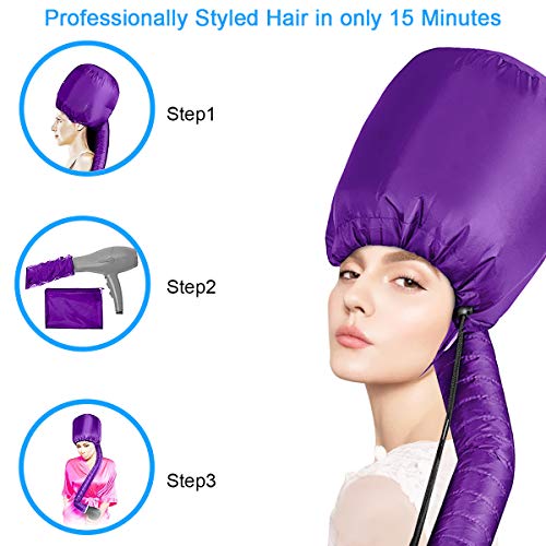 Cestmall Gorra de Secado de Pelo ortátil, Accesorio del Secador De Pelo De Bonnet Capucha Haircare Salon Secador de pelo Sombrero Accesorios para Mujeres Chicas (purple)