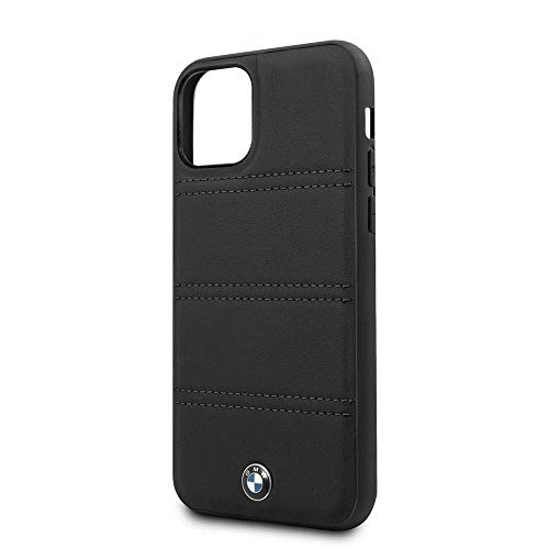 CG Mobile BMW - Carcasa rígida de piel para iPhone 11 Pro, diseño de líneas horizontales de color negro