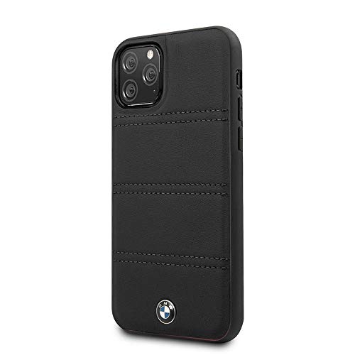 CG Mobile BMW - Carcasa rígida de piel para iPhone 11 Pro, diseño de líneas horizontales de color negro