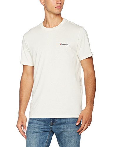 Champion Camiseta Classic Small Logo, Ecru, S para Hombre