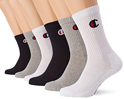 Champion LEGACY CREW SOCKS X6 Calcetines de Deporte, Multicolor (BLUE MARINE/BLANC/GRIS 97Y), 35-38 (Pack de 6) Unisex-Adulto