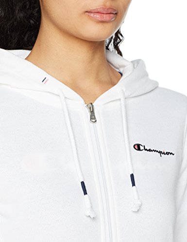 Champion Sudadera con Capucha y Cremallera Classic Small Logo, Blanco, S para Mujer