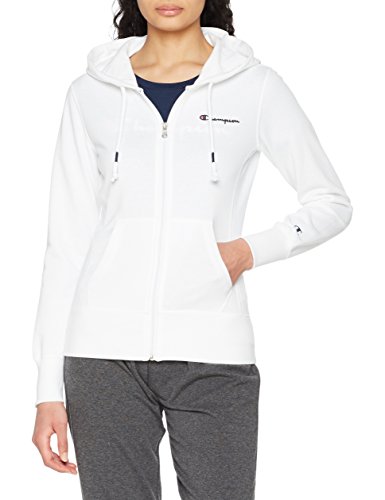 Champion Sudadera con Capucha y Cremallera Classic Small Logo, Blanco, S para Mujer