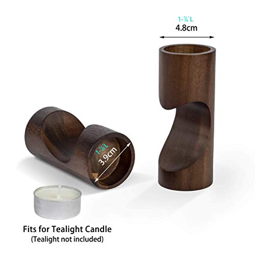 ChasBete Romantic Tea Light Candeleros Decorativos, Portavelas Tealight de Madera Juego de 2 pedestales de corazón Unity para decoración del hogar