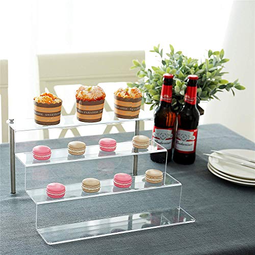 CHEN Soporte de acrílico Transparente, Soporte de Metal para Cupcakes, Soporte Vertical de exhibición de gabinete de plástico de 4 Capas para exhibir postres Colecciones de Joyas Hechas a Mano