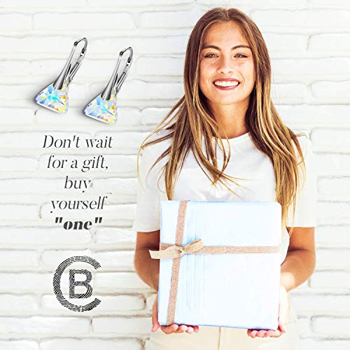 Chic Bijoux Pendientes Colgantes para Mujeres – Con Plata de Ley 925 y Cristales de Swarovski® para Orejas Sensibles – Elección Multicolor, Regalo para Mamá e Hipoalergénicos (Aurora Borealis)