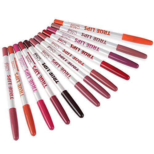 CINEEN 12 Colores Mezclado Impermeable Lápiz Delineador de Labios de Profesional Lápiz Labial Maquillaje Lipliner Pencil Set Con Tapa