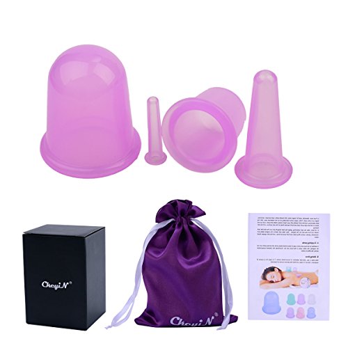 CkeyiN ® 1set/4pcs Tazas de Catación Masaje del Cuerpo Cara Cuello Silicona (Púrpura)