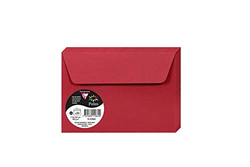 Clairefontaine 5586C - Paquete de 20 Sobres C6 - 114x162mm Pollen Rojo Grosella 120gr