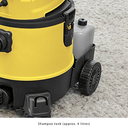 Clatronic BSS 1309 Lava Aspiradora con Limpiador de Tapicería para Coche, 1200 W, 20 litros, Amarillo