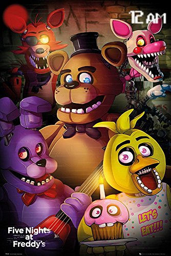 Close Up Póster Five Night's at Freddy'S - Let's Eat!!! [Personajes] (61cm x 91,5cm) + 1 póster Sorpresa de Regalo