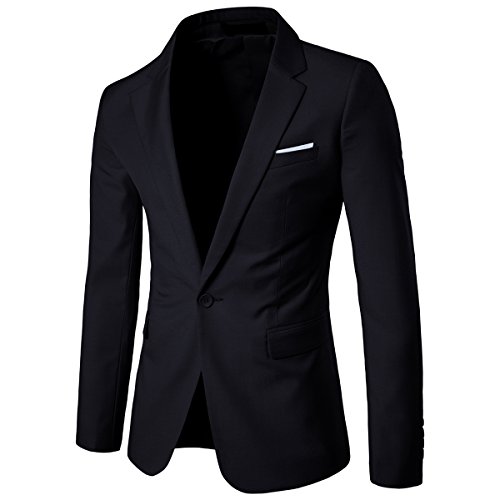 Cloudstyle Traje Suit Hombre 3 Piezas Chaqueta Chaleco pantalón Traje al Estilo Occidental, Negro, S