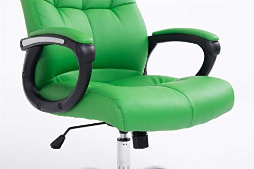 CLP Silla De Oficina Poseidon XXL En Simil Cuero con Base De Metal & Ruedas I Silla De Escritorio Ergonómica & Giratoria, Color:Verde Claro