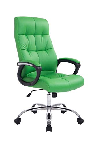 CLP Silla De Oficina Poseidon XXL En Simil Cuero con Base De Metal & Ruedas I Silla De Escritorio Ergonómica & Giratoria, Color:Verde Claro