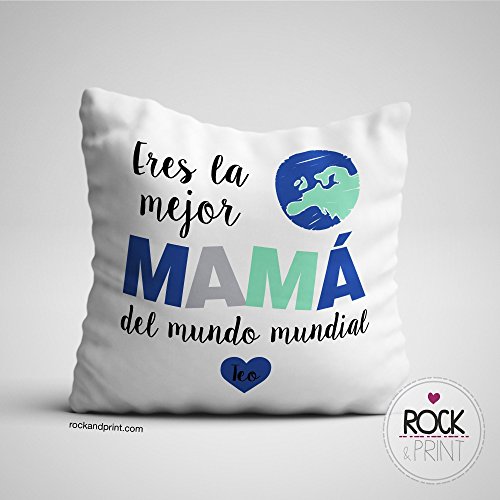 Cojín Mamá personalizado 40x40 cm incluye relleno. Elige color. Regalo día de la Madre, Navidad, Cumpleaños, Reyes Magos, Aniversario. Cojines originales. Mejor mama mundo Idea regalo mujer