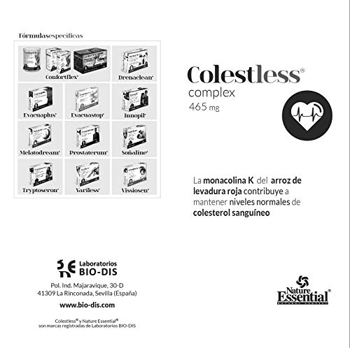 Colestless® complex con levadura roja de arroz, cardo mariano, Q-10, fitoesteroles, vitaminas B-2 y B-6 – 30 Cápsulas vegetales.