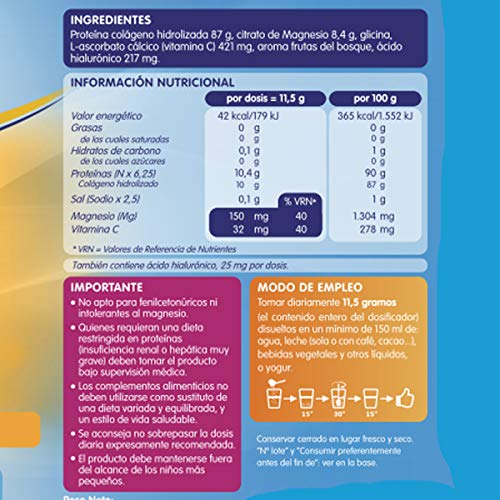 Colnatur Complex - Colágeno Natural para Músculos y Articulaciones, Vitamina C, Magnesio y Ácido Hialurónico, Sabor Frutos del Bosque, 345 gr