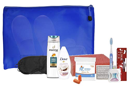 Conjunto de productos de higiene personal para doméstico u hospitalario Bundle con Colgate,Pantene,Dove,NormalClinic,Bellas,Senzate,Esponja,enmascarar,Funda de jabón,Tapones para los oídos,Zapatillas