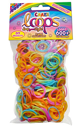 CRAZE Loops 600 Loom Knüpfringe-Mega US Trend-100% hautfreundliches Silikon Loop 600-Anillos Nudos (100% Silicona hipoalergénica), Color carbón (20753)
