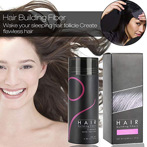 Crecimiento del Cabello Fibras para Pelo profesional Corrector para adelgazamiento del cabello Aerosol para el cabello con aplicador spray bomba(Marron Claro)