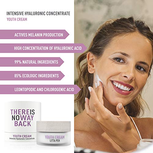 CREMA HIDRATANTE Facial para Mujer con Alta Concentración de Ácido Hialurónico Puro - YOUTH CREAM - Tratamiento Orgánico Antiarrugas - Crema Ecológica - 50ml