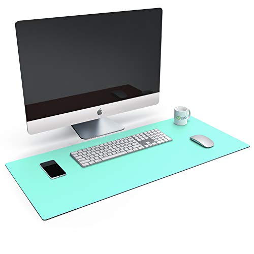 CSL - XXL Alfombrilla para ratón de aspecto de piel - 900x400 - piel sintética - Base de escritorio multifuncional - Mousepad para oficina y hogar - impermeable - verde