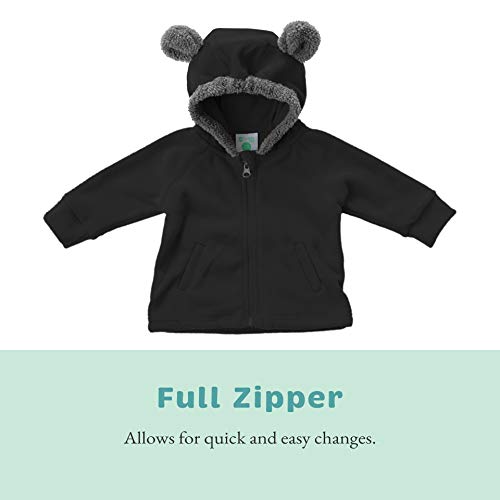 Cuddle Club Chaqueta Polar niño/niña Ropa Bebé y Niño de 0 a 5 años – Abrigo/Disfraz Bebé para Exterior con Cremallera y Capucha – BearFleeceJacketBlack18-24m