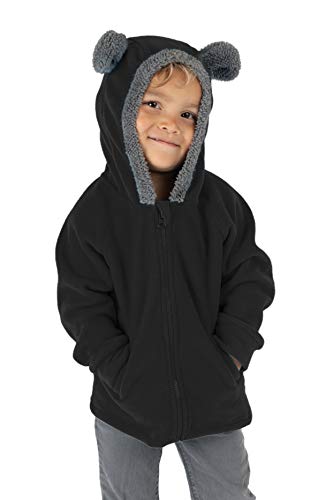 Cuddle Club Chaqueta Polar niño/niña Ropa Bebé y Niño de 0 a 5 años – Abrigo/Disfraz Bebé para Exterior con Cremallera y Capucha – BearFleeceJacketBlack18-24m