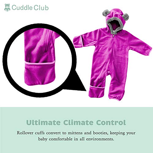 Cuddle Club Mono Polar Bebé para Recién Nacidos a Niños 4 Años - Pijamas Infantiles Chaqueta de Invierno Abrigo Polar Niño Mono de Niños - BearPurple6-12m