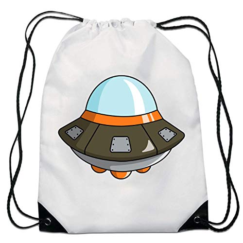 Cute Flying Saucer UFO Aliens Funny Top Bolsa con cordón